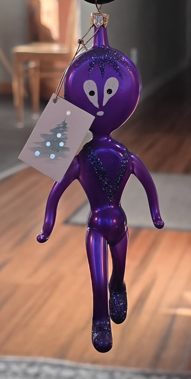 New Soffieria De Carlini Purple Alien Atomic Space Age Ornament 5.5in Italy Made