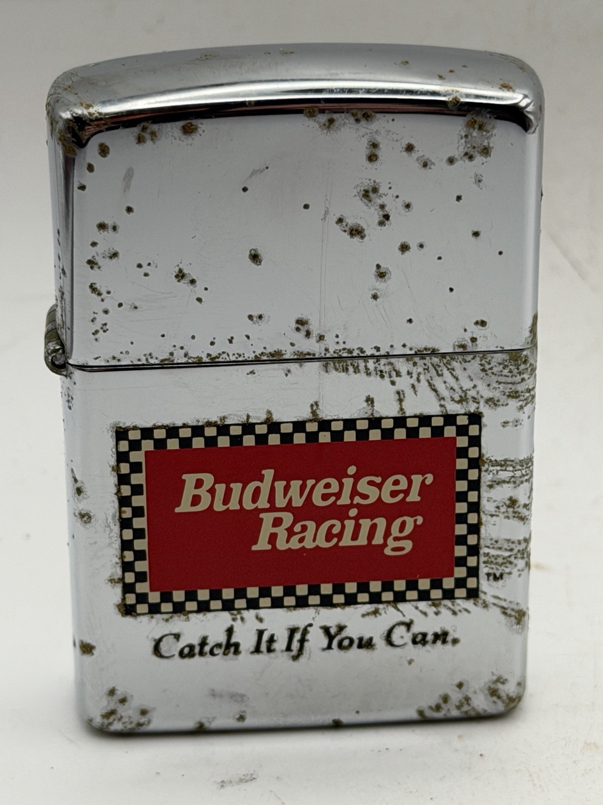 Vintage 1995 Budweiser Racing High Polish Chrome Zippo Lighter New READ