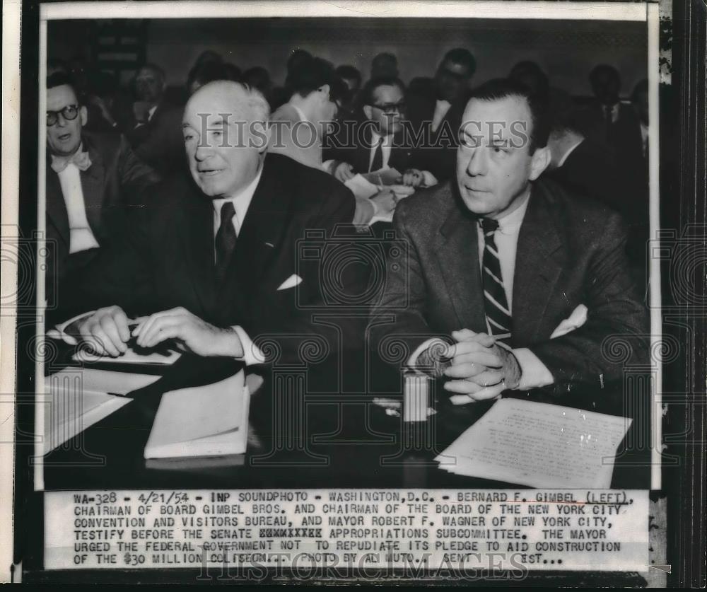 1954 Press Photo Bernard Gimbel Chairman of the Board Gimbel Bros & Mayor Wagner