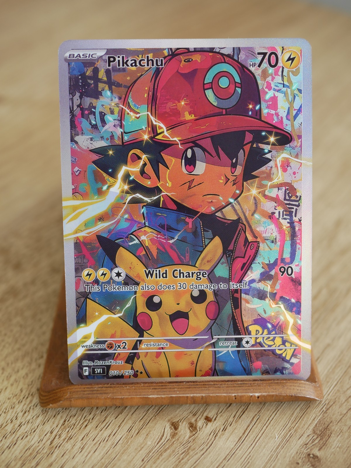 Ash + Pikachu Pokémon Card DISPLAY ART CARD