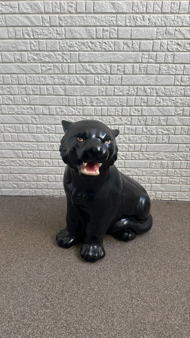 Black Panther Ceramics Figurine Large 45cm Collectible Art Deco Black Gloss