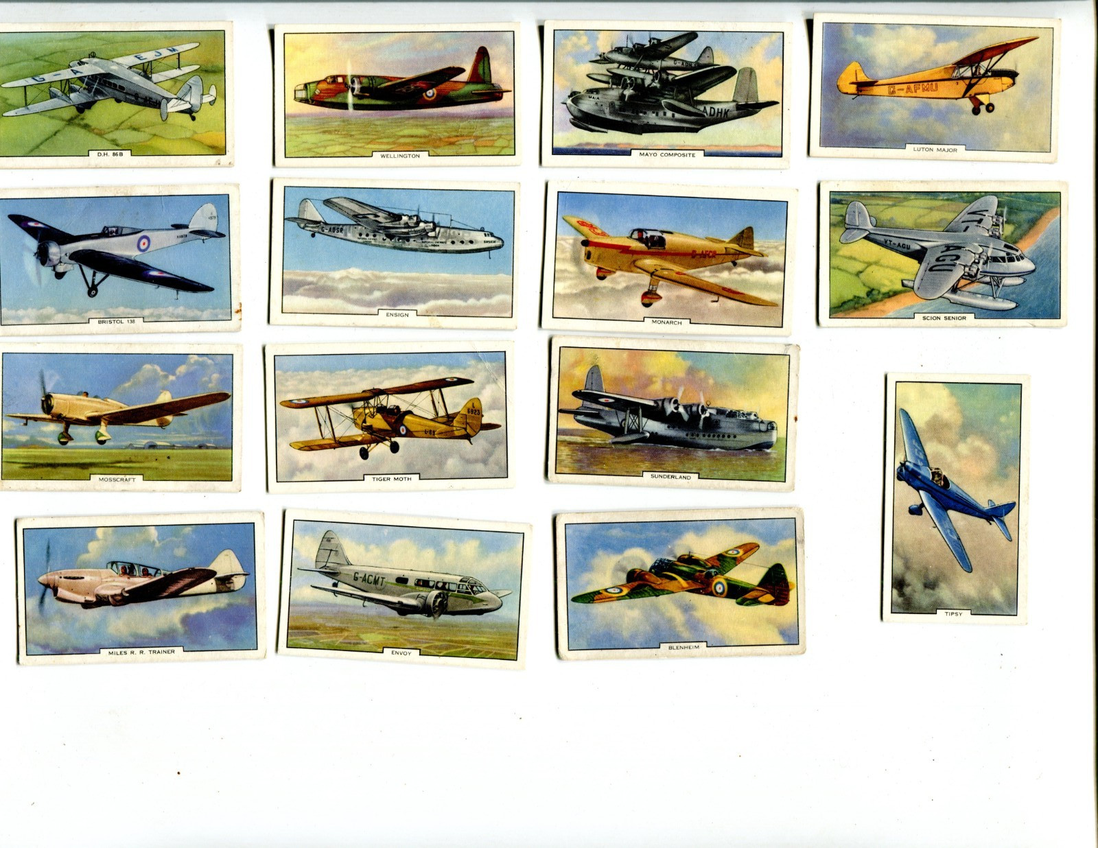 1939 GALLAHER LTD. AEROPLANES 15 DIFFERENT TOBACCO CARD LOT