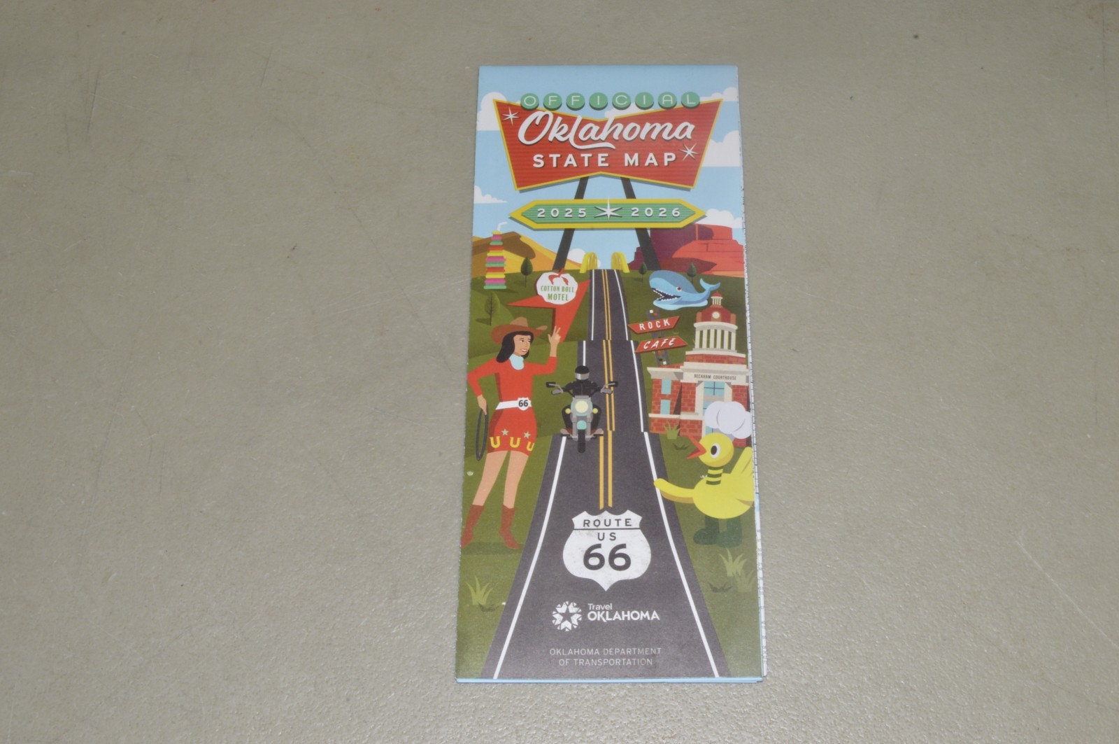Oklahoma Route 66 2025 2026 State Travel Map street road highway folding paper