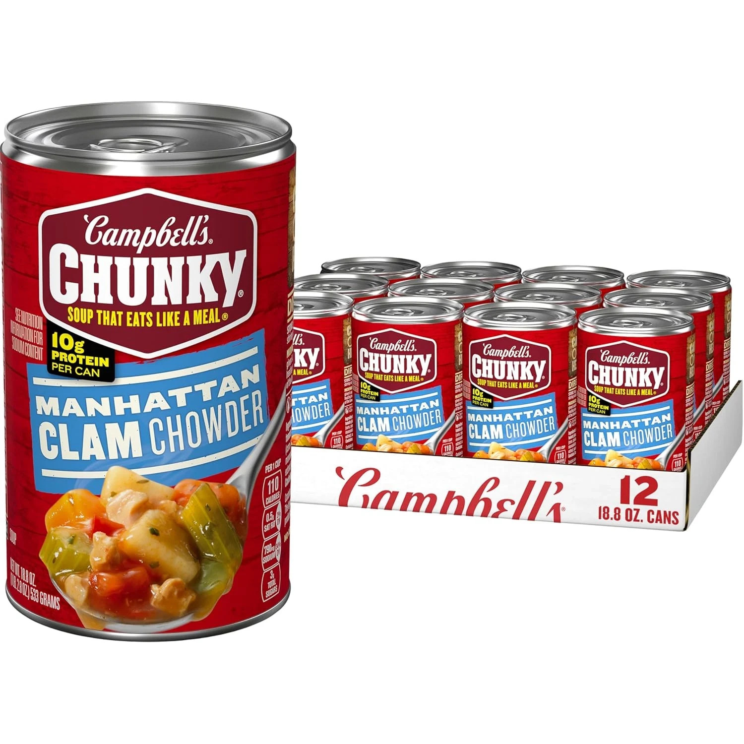 Campbell\'S Chunky Soup, Manhattan Clam Chowder, 18.8 Oz Can (Case of 12)