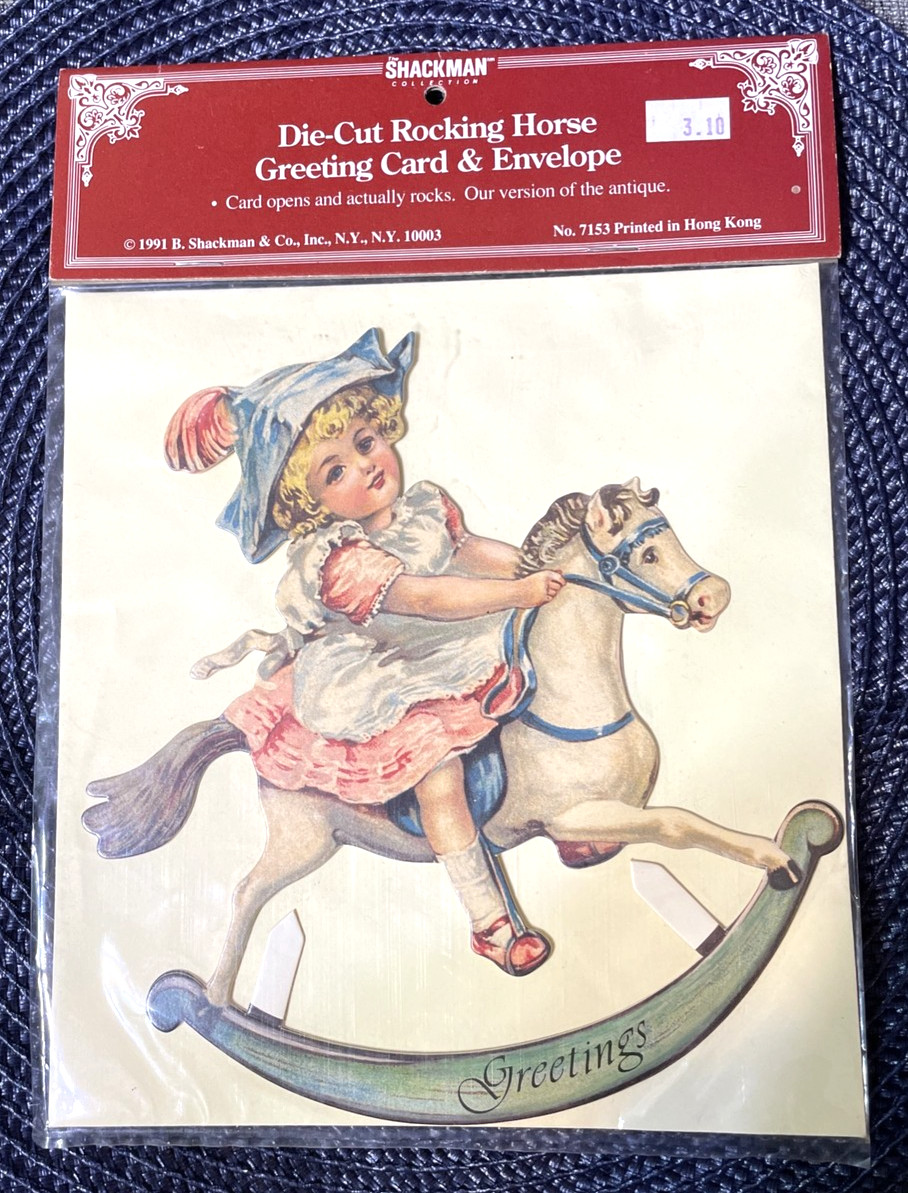 Vintage Rocking Horse Card w/Envelope Ephemera