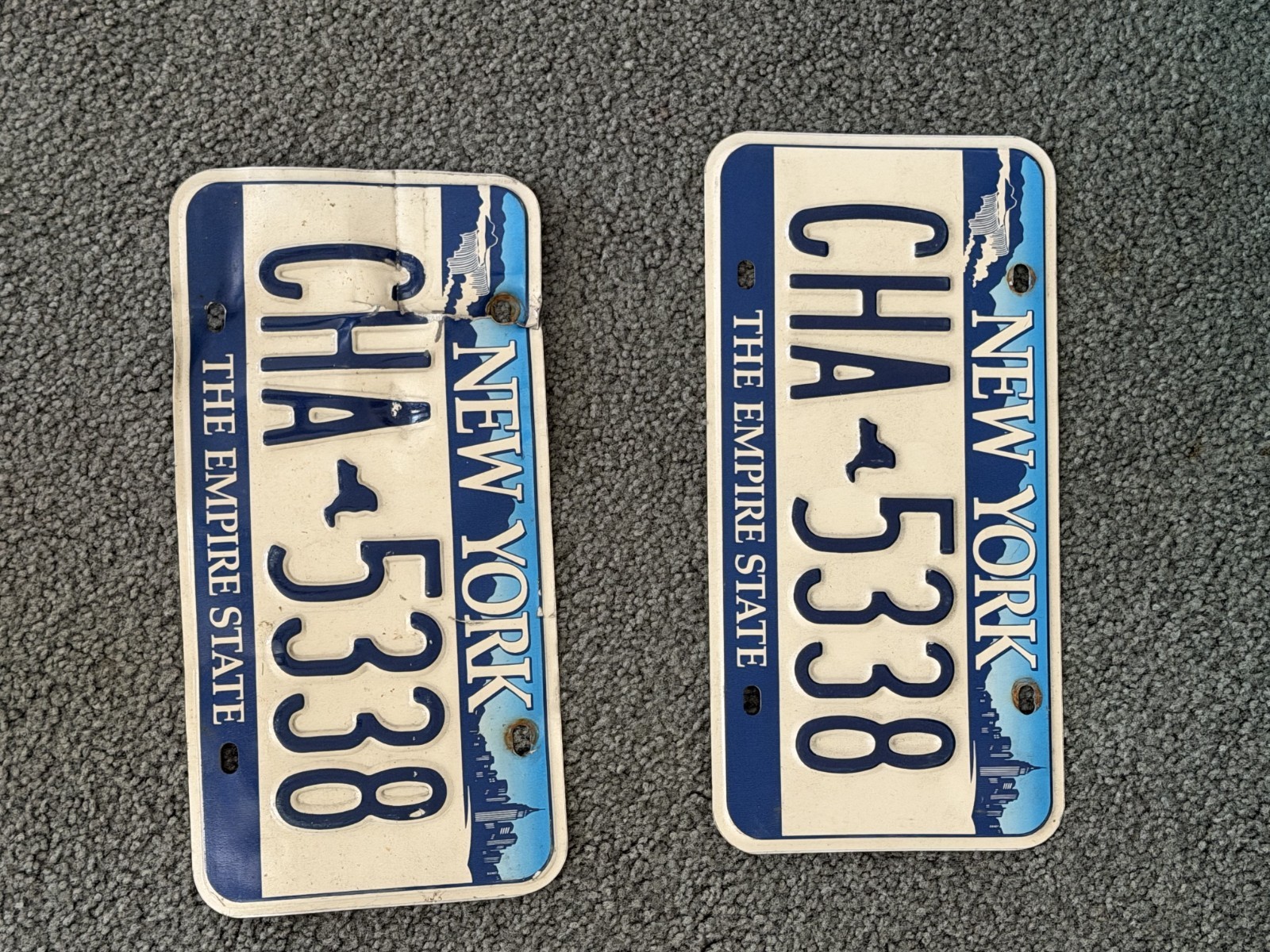 New York State License Plate Pair (2001-2010) Skyline Niagara Falls Empire State