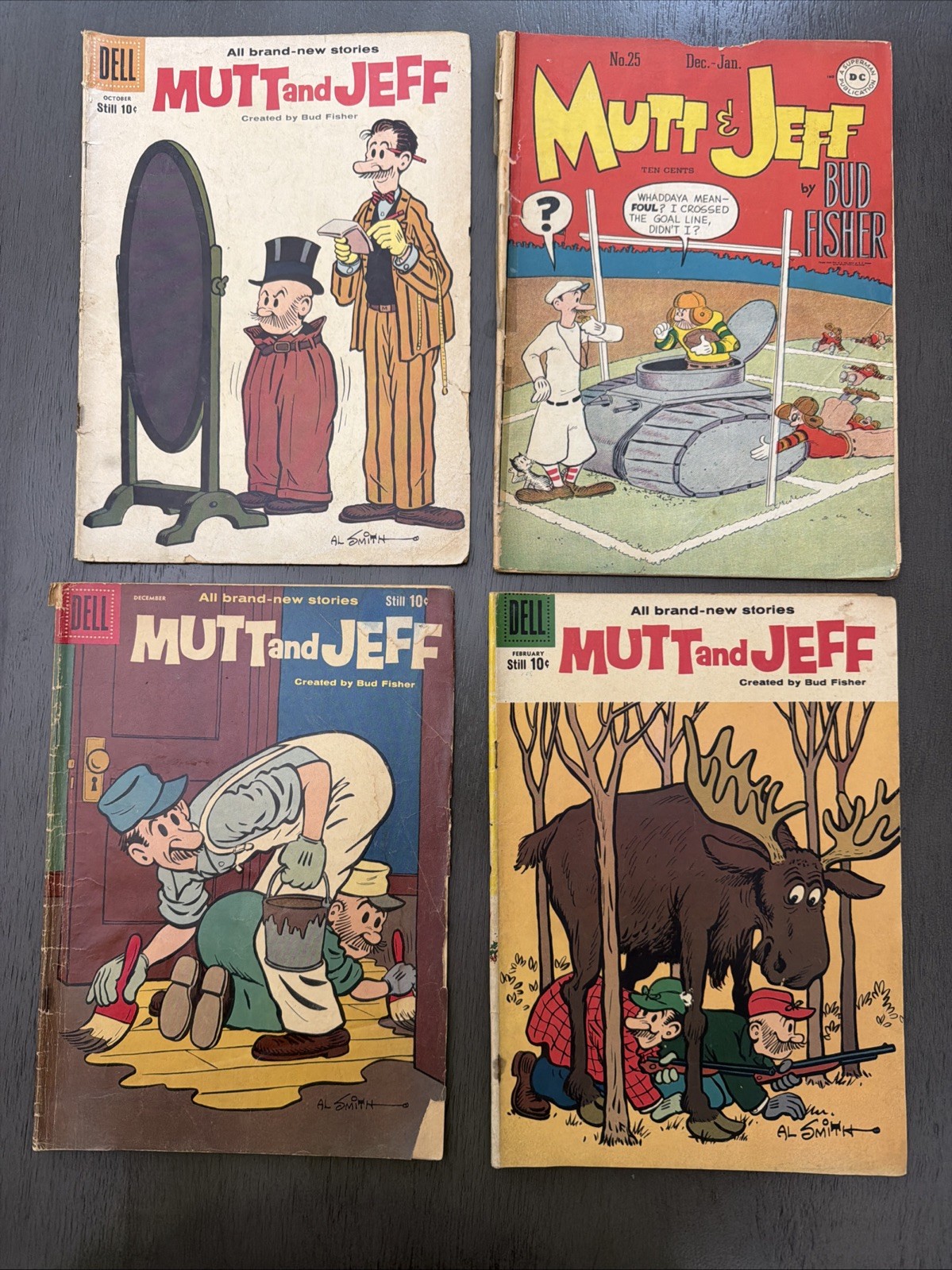 Vintage Mutt and Jeff Comics Lot of 4 Dell DC 10 Cent Bud Fisher 1950s