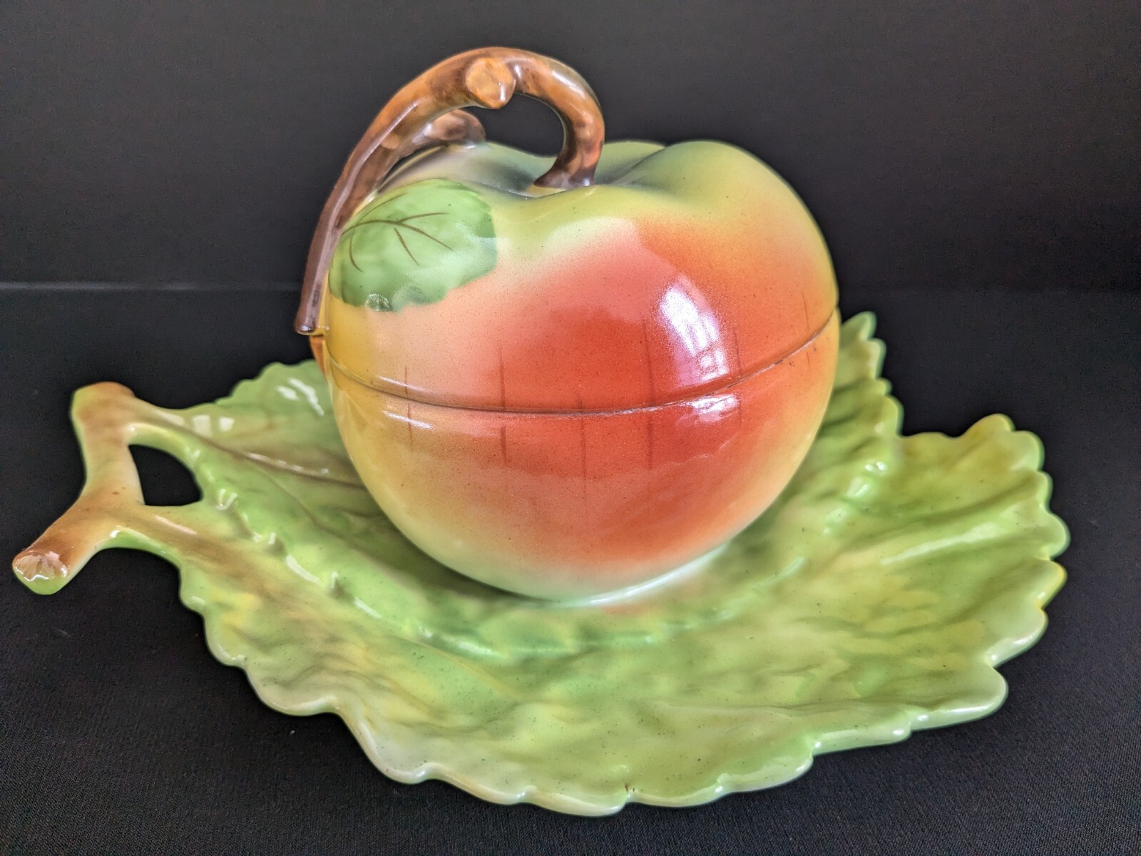 Vtg Apple Shaped Condiment/ Jam/ Jelly Server Holiday Thanksgiving Autumn Fall