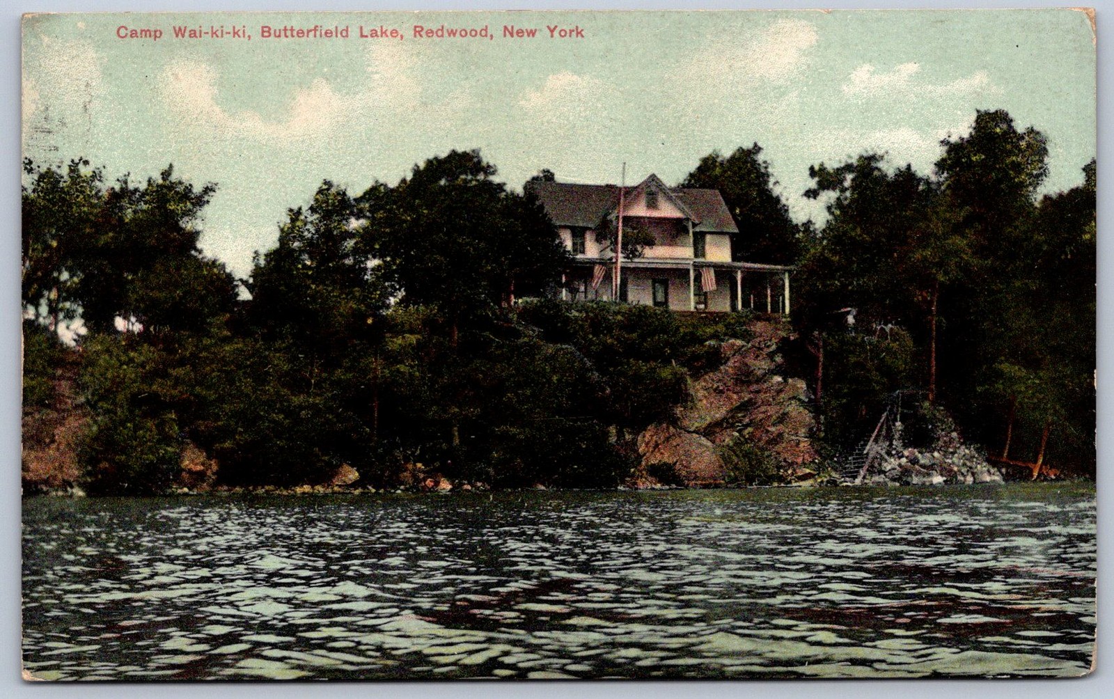 K32/ Redwood New York Postcard c10 Camp Wai-Ki-Ki Butterfield Lake 160