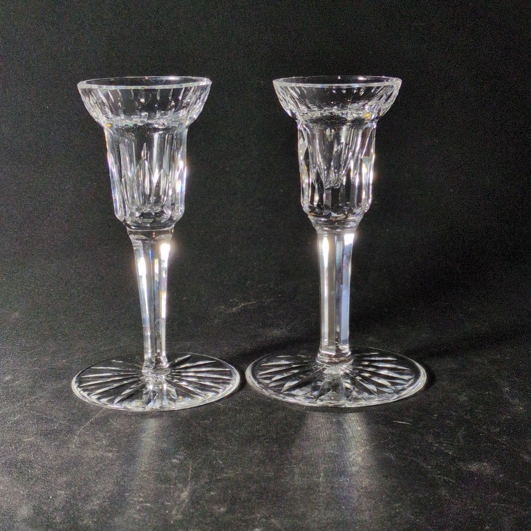 WATERFORD 24 CUT CANDLE HOLDERS, Cut Lead Crystal, 5 5/8\