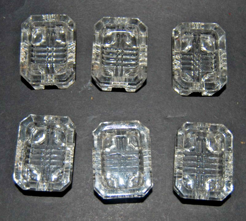Vintage EAPG Clear Pressed Glass Rectangular Footed Salt Cellars Dips - Set of 6