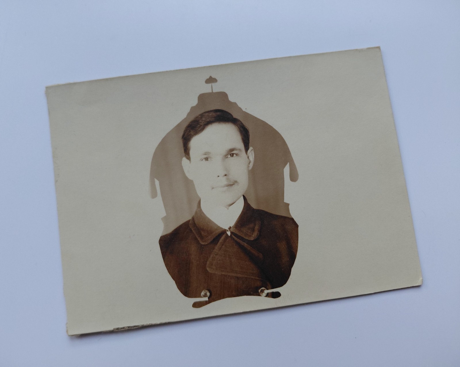 1920s USSR Soviet Man Portrait Photo Unusual Alarm Clock Cutout Avant-Garde