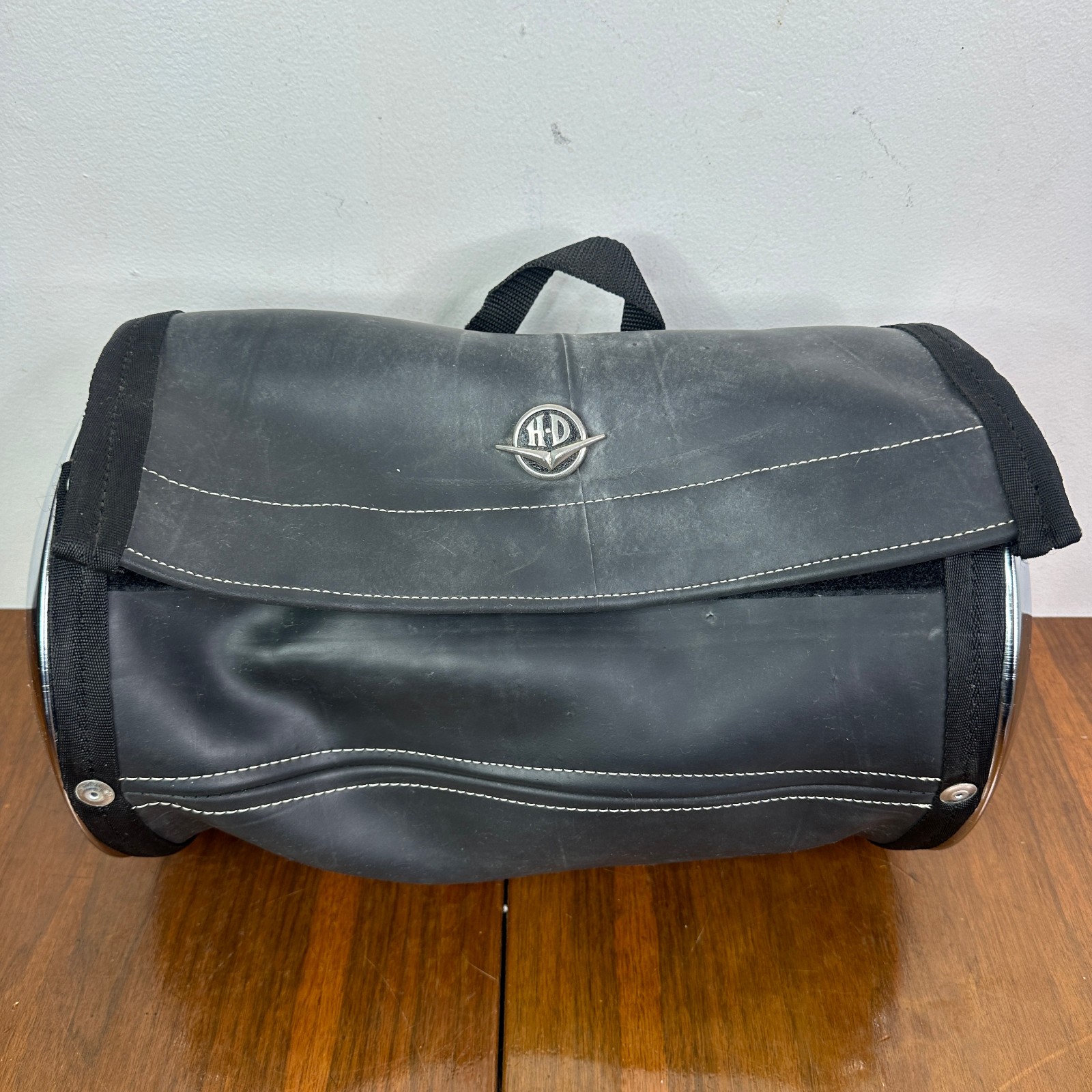Vintage Harley Davidson Motorcycle Chrome Hubcap Duffle Bag by Little Earth Vtg