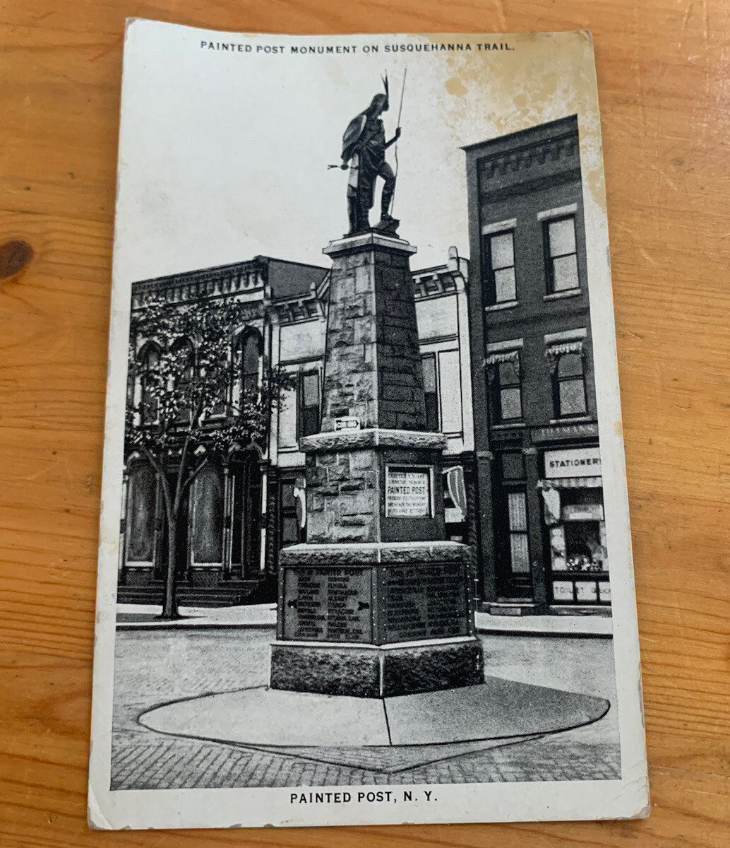 c1920's Painted Post Monument On Susquehanna Trail New York NY Vintage Postcard c1920's Painted Post Monument On Susquehanna Trail New York NY Vintage Postcard