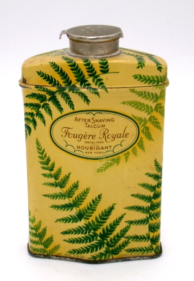 Vintage Houbigant Fougere Royale Talc Tin Partial Full Art Deco