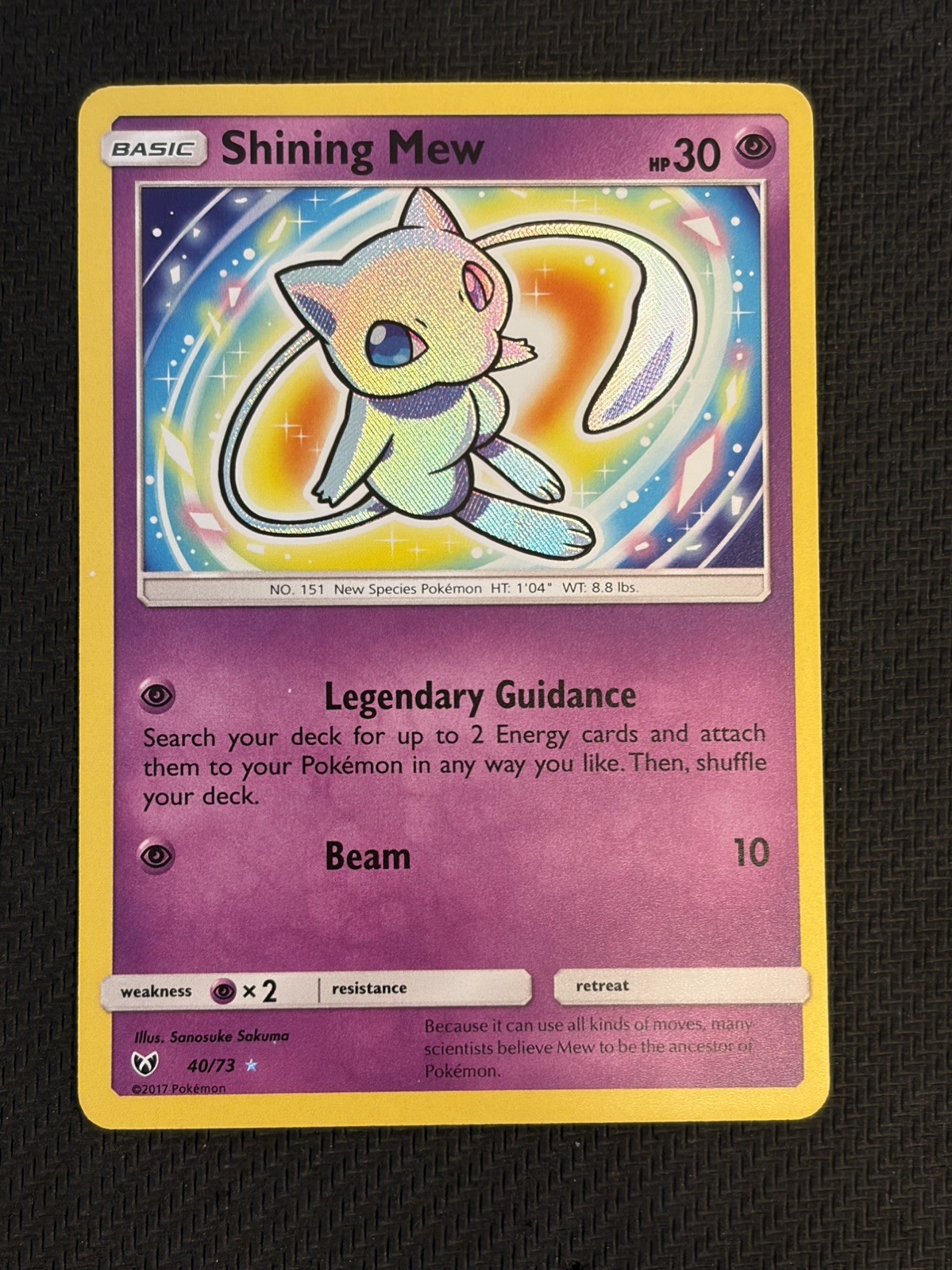 Shining Mew 40/73 Shining Legends Shiny Holo Rare Pokemon Card 2017