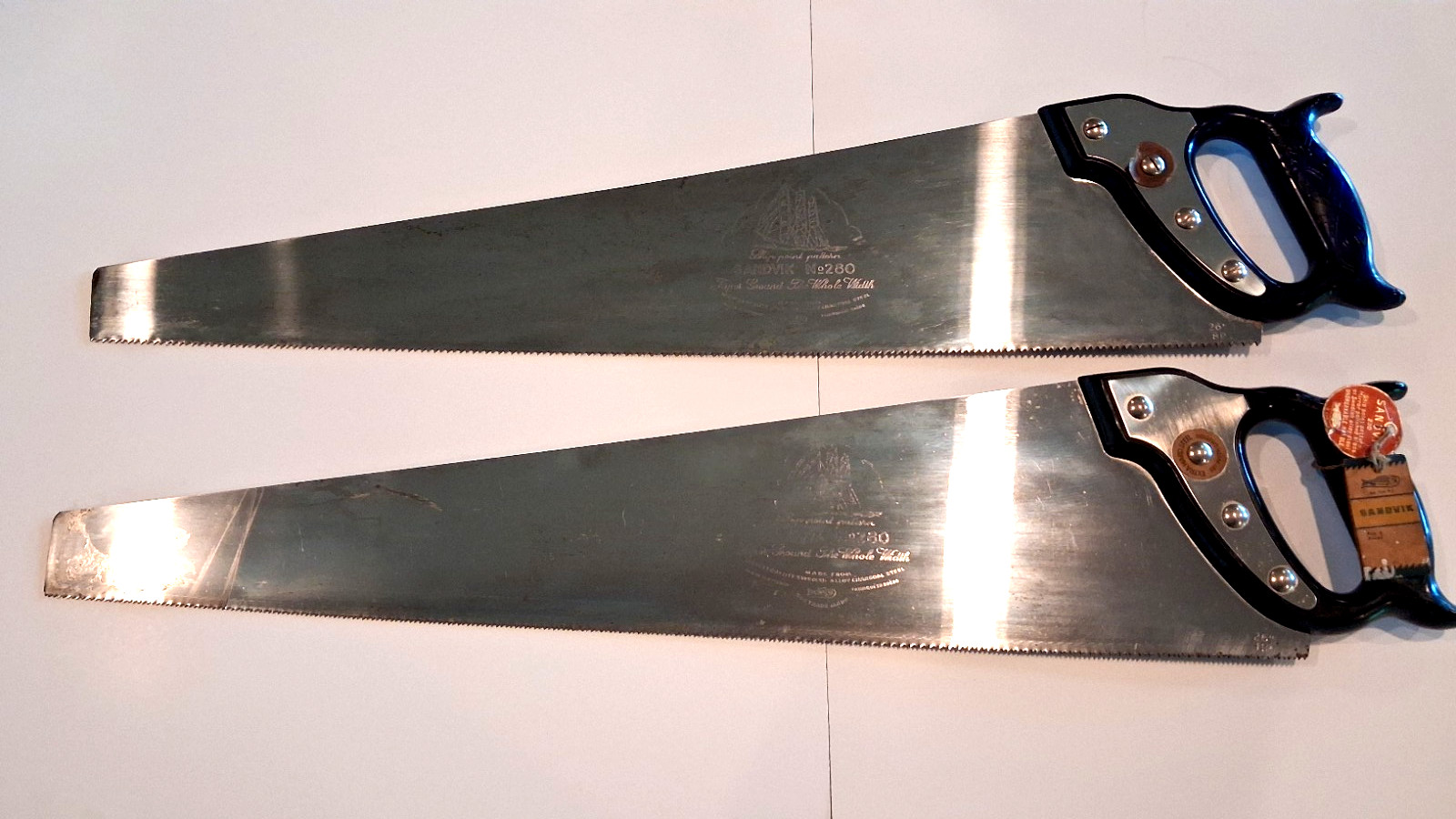 New Old Stock  Vintage Sandvik 280 Crosscut and Rip Saw Pair - With Tags