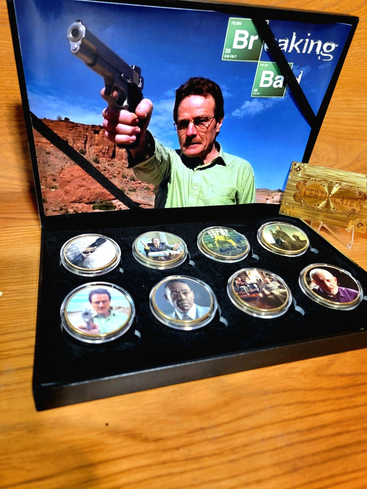 Breaking Bad 8 Piece- Reverse Proof-24K Gold Plated- Collectors Coin Set. 
