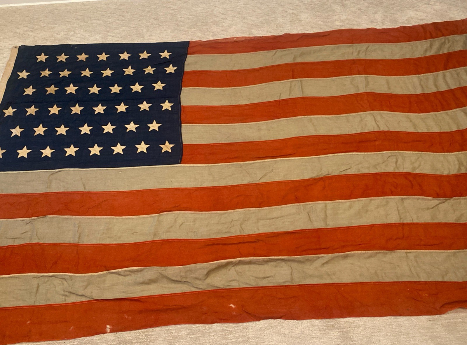 Antique 45 Star American Flag 69”x113” Sewn Stars Large USA