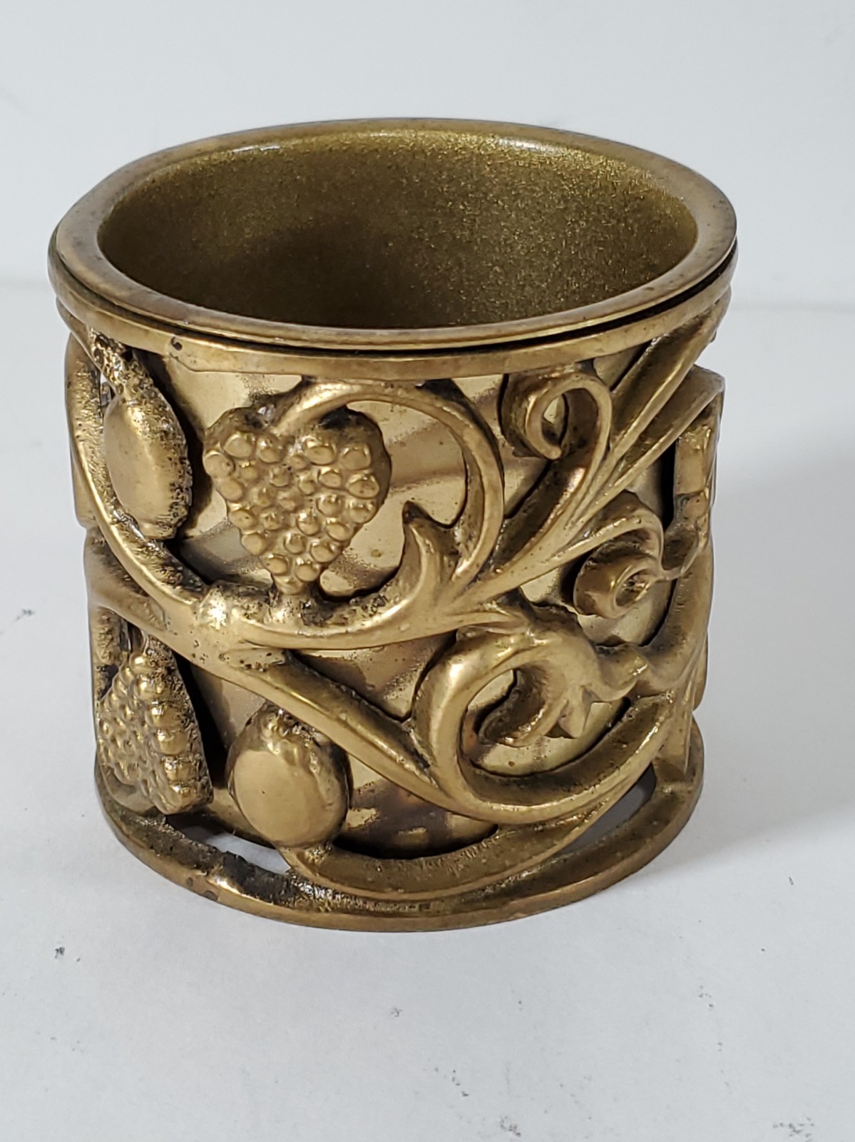 VTG Pen Pot Hand Made AN Oppenheim Israel Brass Or Bronze Seven Species
