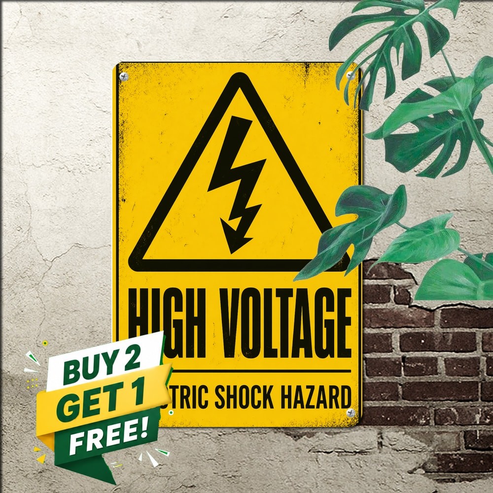 Danger Electric Shock Warning Sign High Voltage Metal Wall Plaque