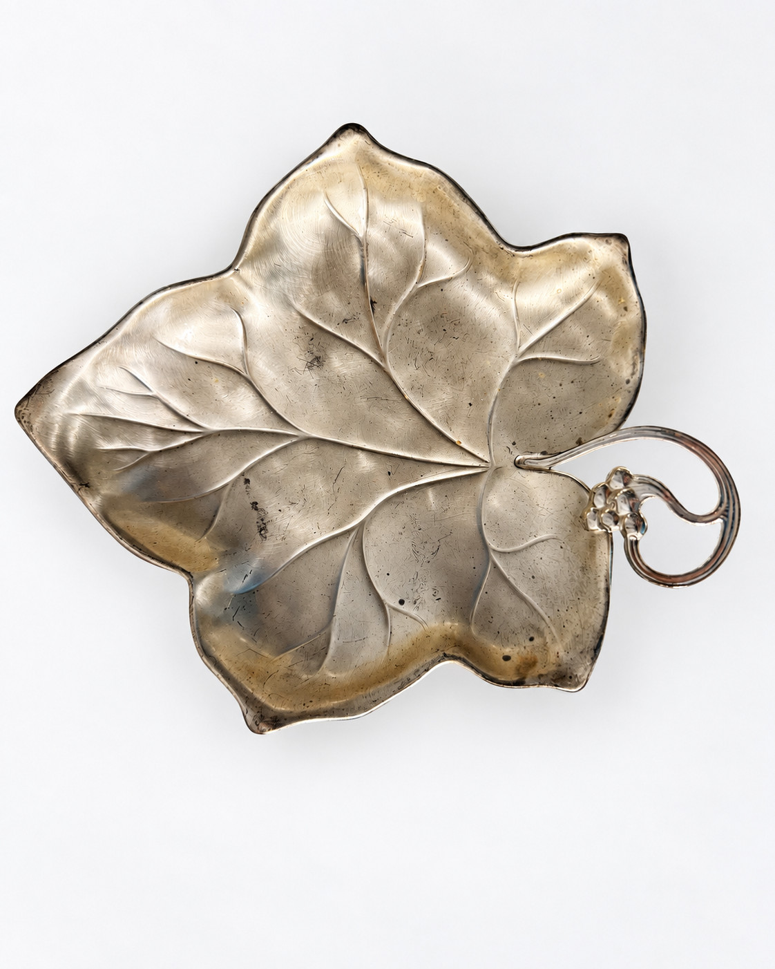 Vintage WMF Ikora Germany EP Brass Silverplate Grape Leaf Footed Candy Dish