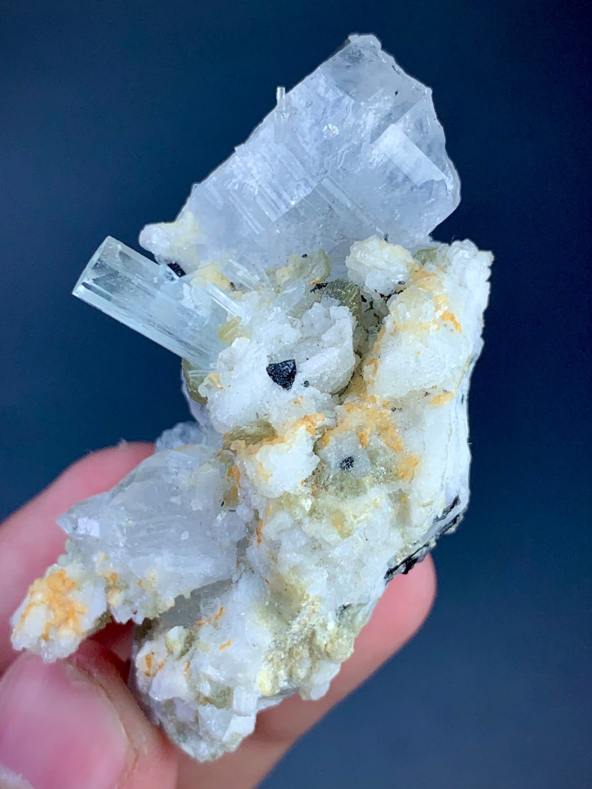 Natural Aesthetic Aquamarine Black tourmaline And QuartzFrom Pakistan 184 CTs )
