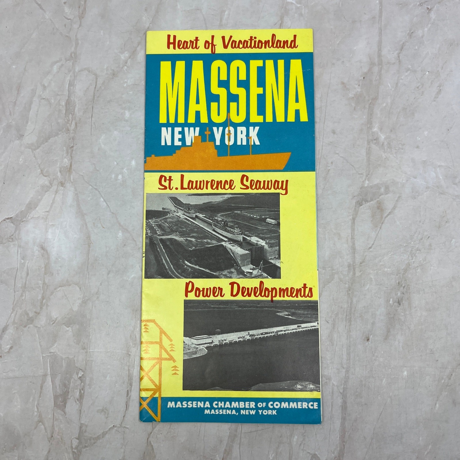 c1960 Massena New York Heart of Vacationland Visitor Travel Map Fold Out L3-6