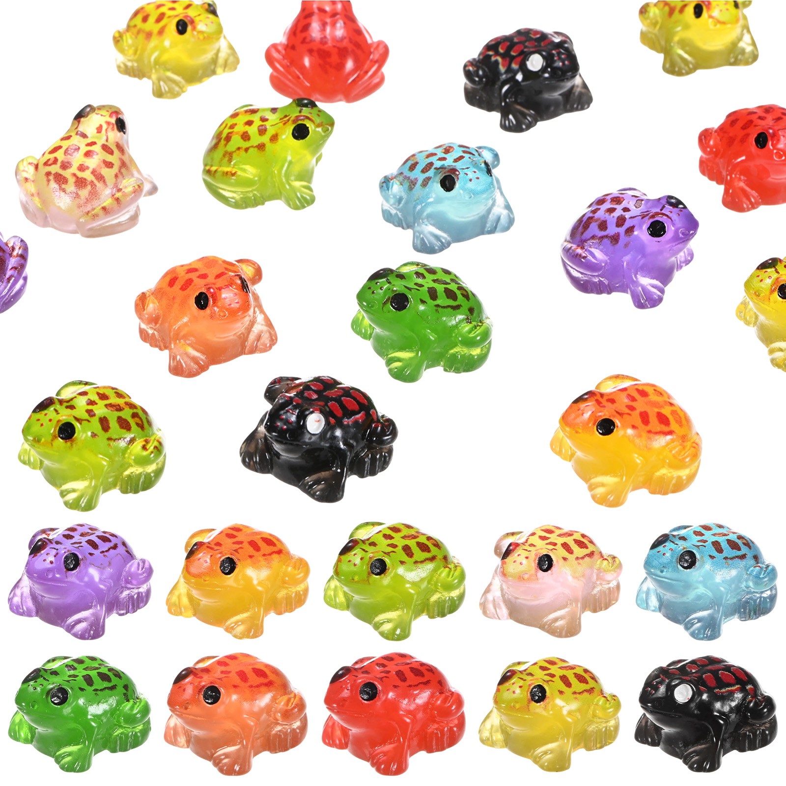 20-Pack Luminous Mini Resin Frogs, Tiny Frog Figurines [Mixed 10 Colors]
