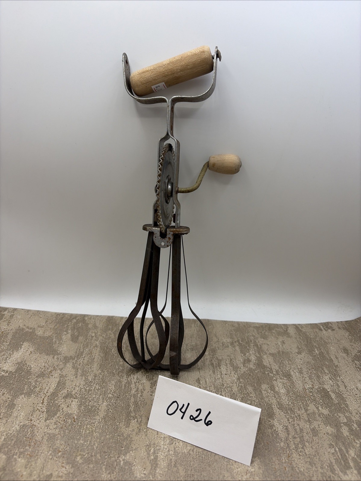 Vintage A&J High Speed Eggbeater w Wood Knob and Handle 1930-1940’s