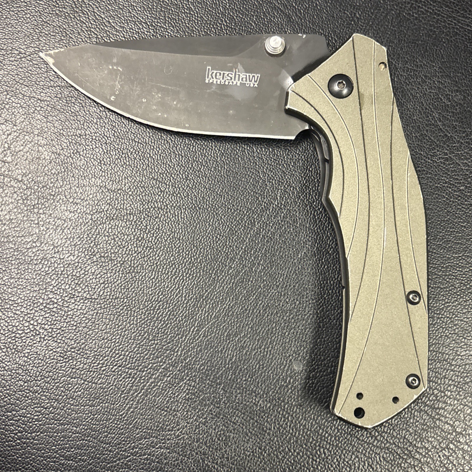 Kershaw Knockout 1870OLBLK Pocket Knife Plain Edge Blade USA DISCONTINUED