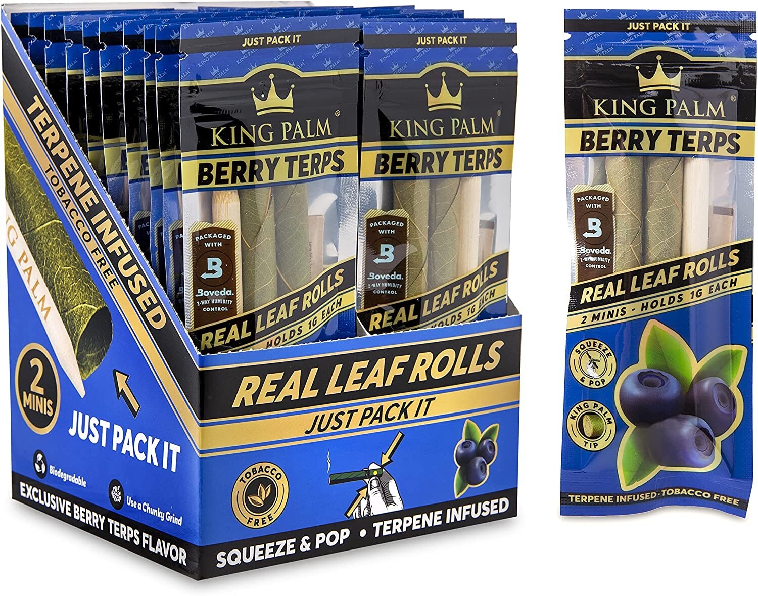 King Palm | Mini | Berry Terps | Palm Leaf Rolls | 20 Packs of 2 Each = 40 Rolls King Palm | Mini | Berry Terps | Palm Leaf Rolls | 20 Packs of 2 Each = 40 Rolls