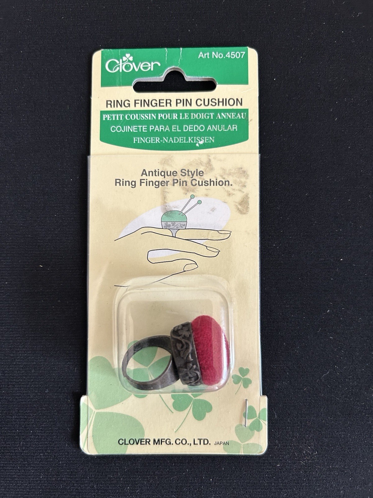 Vintage Finger Pin Cushion Ring Clover Brand