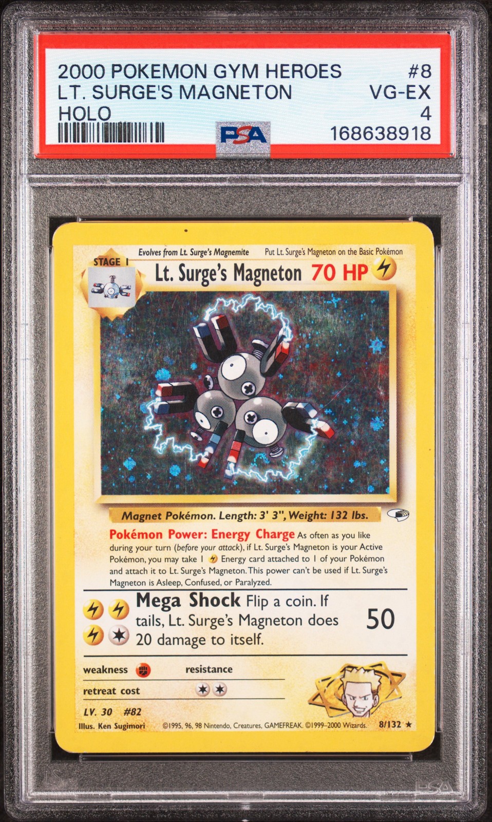 2000 Pokemon Gym Heroes #8 Lt. Surge'S Magneton Holo PSA 4