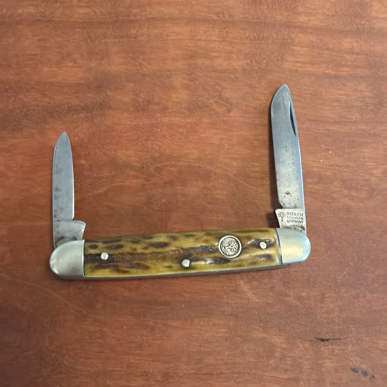 German Boker Stag Muskrat Pocket Knife German Boker Stag Muskrat Pocket Knife