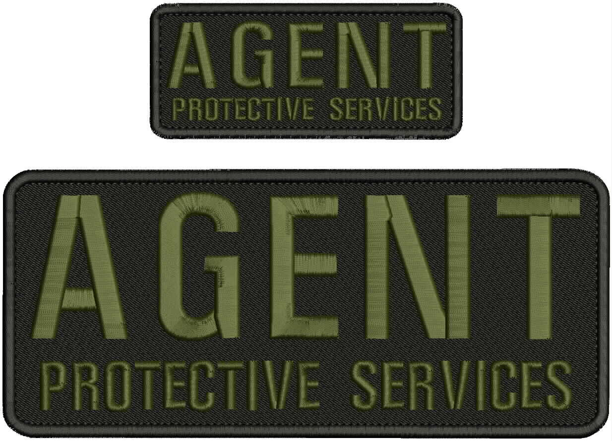 AGENT P SERVICES EMBROIDERY PATCH 4X10 AND 2X5 HOOK ON BACK ODGREEN ON BLACK