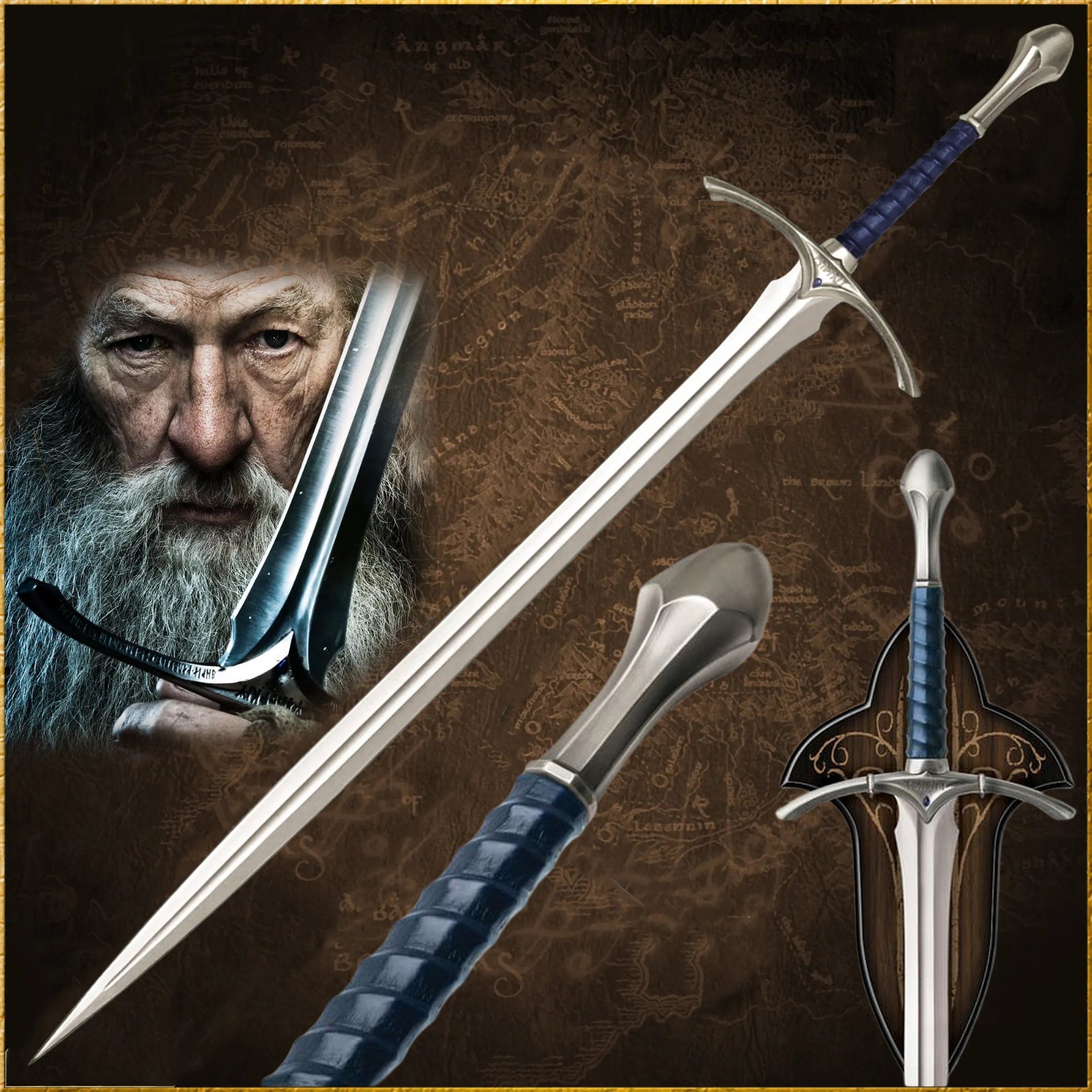 High Quality Gandalf’s Glamdring Sword 44” Replica –LOTR with Wall Display Mount