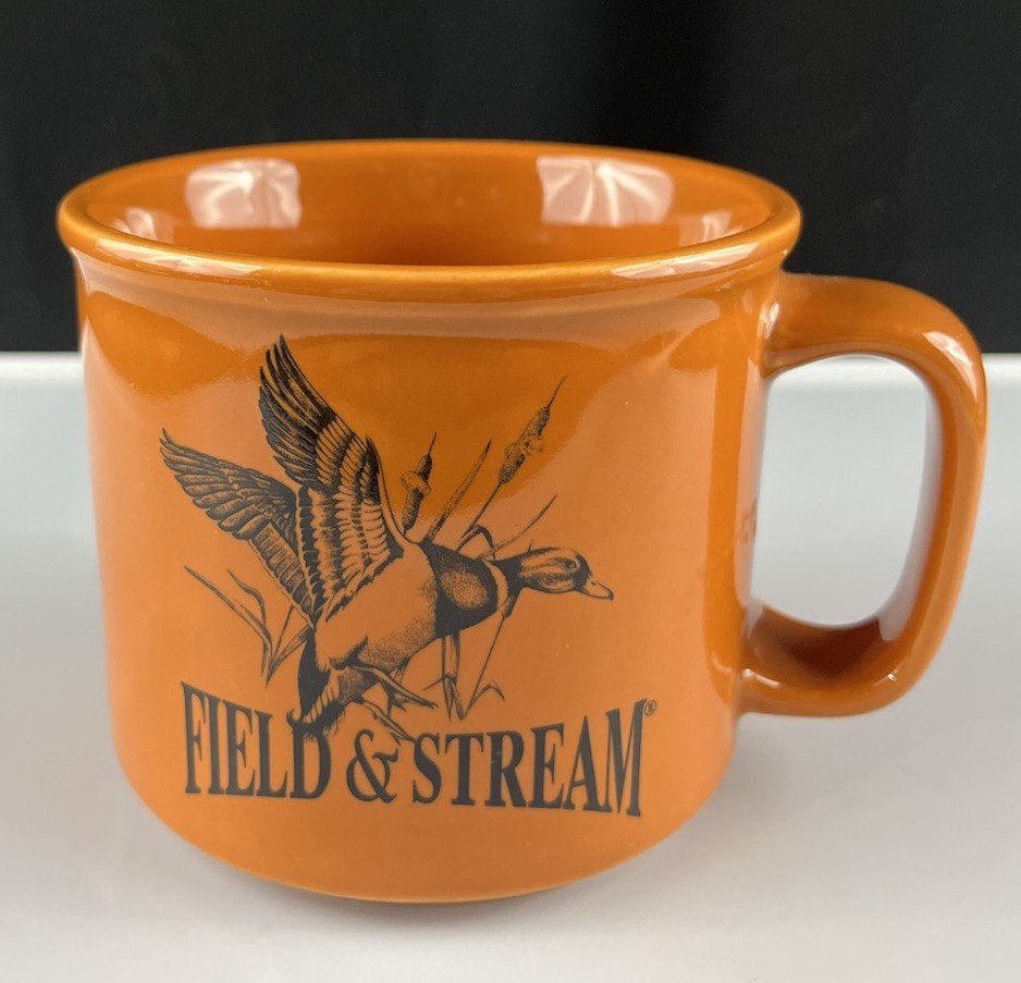 Field & Stream Vintage Coffee Mug Mallard Duck Flying Ceramic Tea Cup Orange