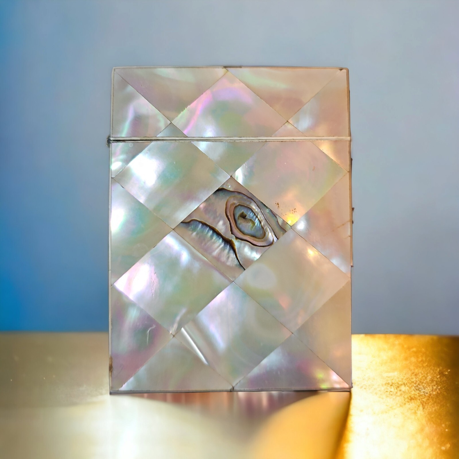 Antique French Mother of Pearl Parquet and Engraved 4\ Antique French Mother of Pearl Parquet and Engraved 4\