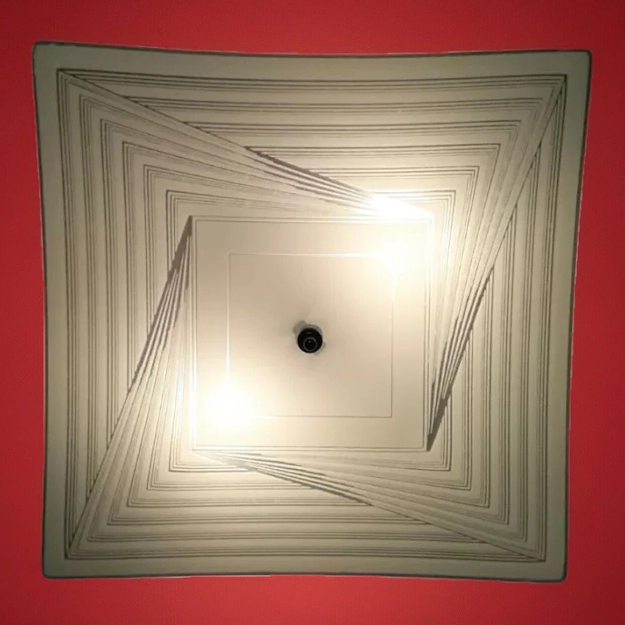 Vtg 1970s-1980s MCM Retro Ceiling Light Fixture Bedroom/Hall, Geometric Design
