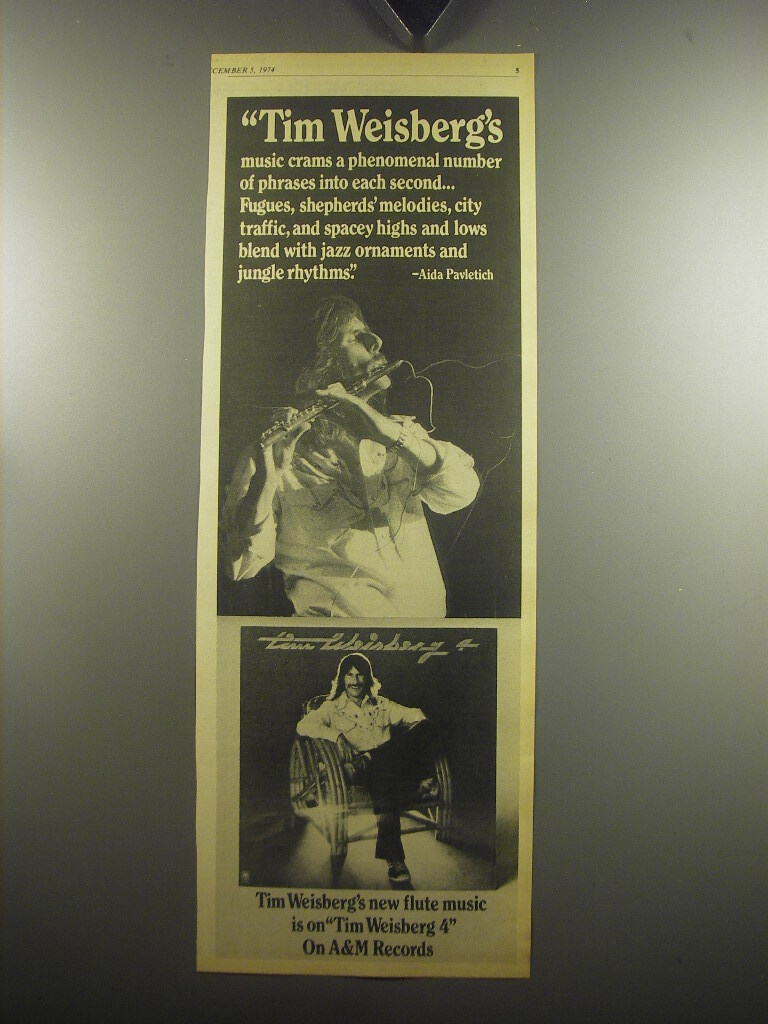 1974 Tim Weisberg 4 Album Ad - Tim Weisberg\'s music crams a phenomenal number 1974 Tim Weisberg 4 Album Ad - Tim Weisberg\'s music crams a phenomenal number