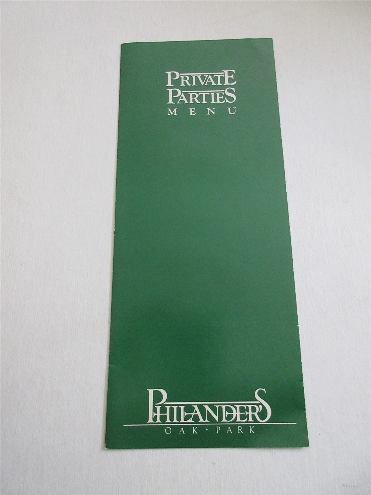 Philander\'s Oak Park Private Parties Menu 1120 Pleasant Street Oak Park IL 