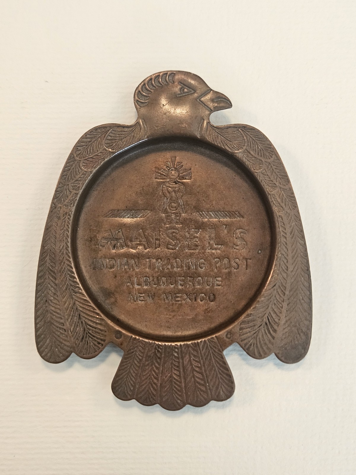 1940s Maisel\'s Indian Trading Post Copper Thunderbird Ashtray Albuquerque NM.