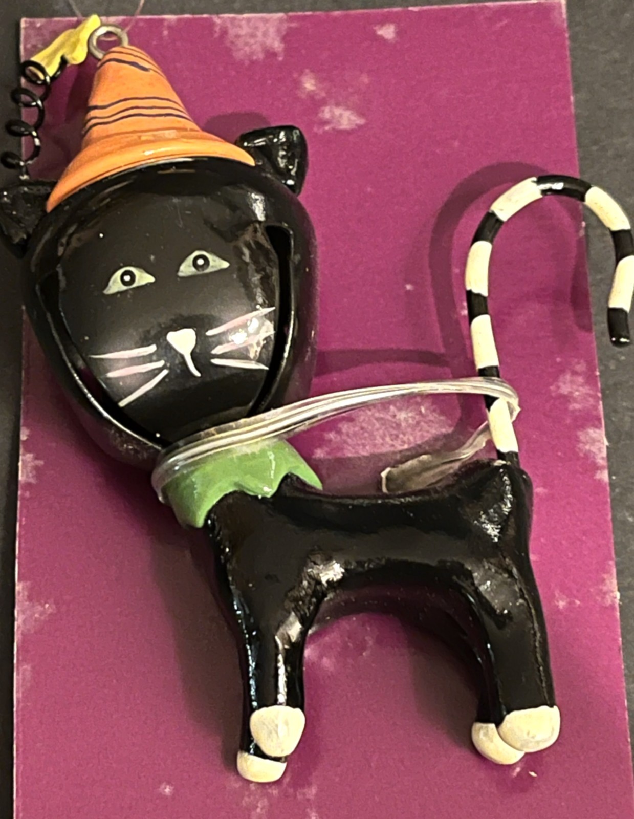 Roman Halloween metal bell, cat, New, poly box, #20935 ornament
