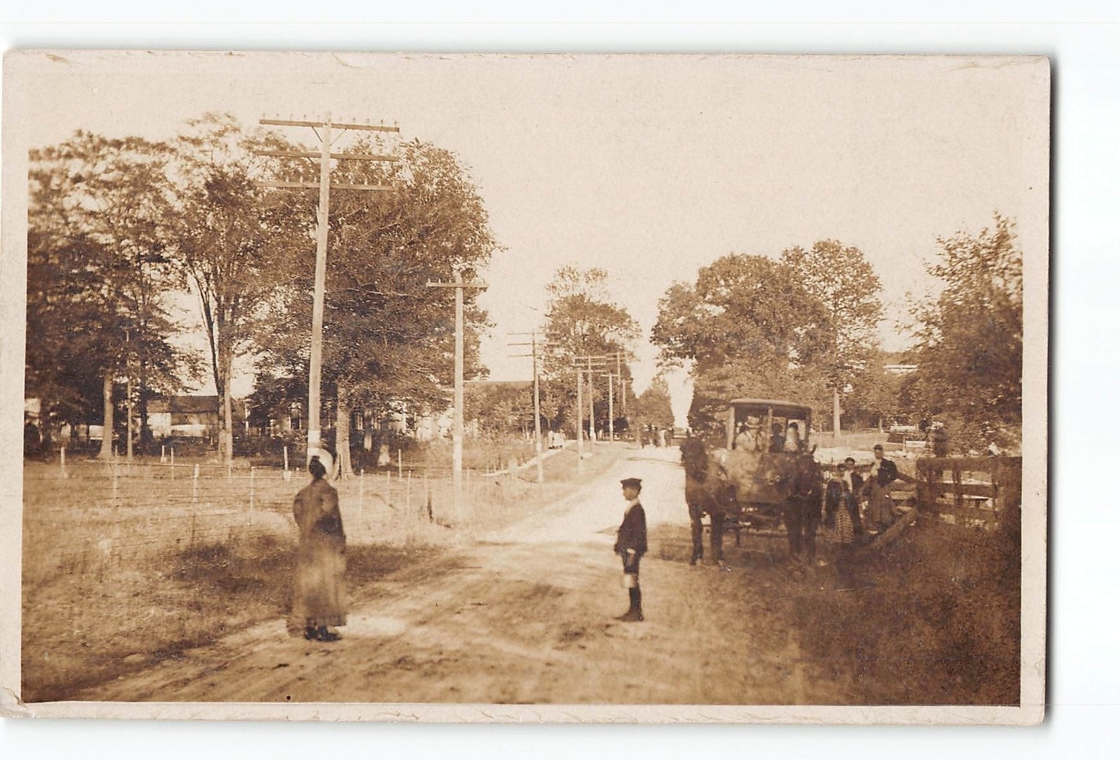 Letts Iowa IA RPPC Real Photo 1907-1915 Horse Drawn Carriage Dirt Road