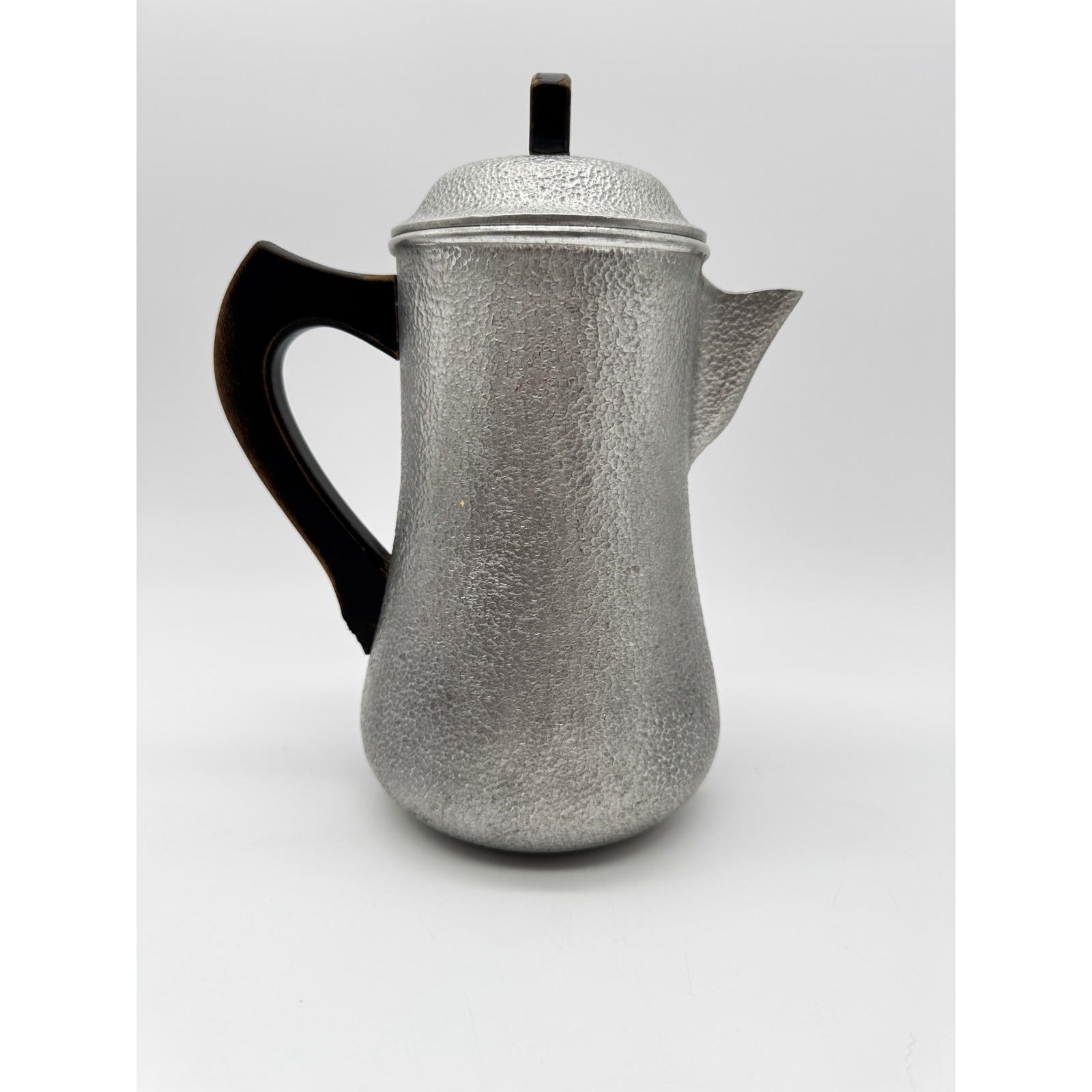 Vintage Silverfeal Aluminum Craft Hammered Coffee Pot Pitcher Wood Handle