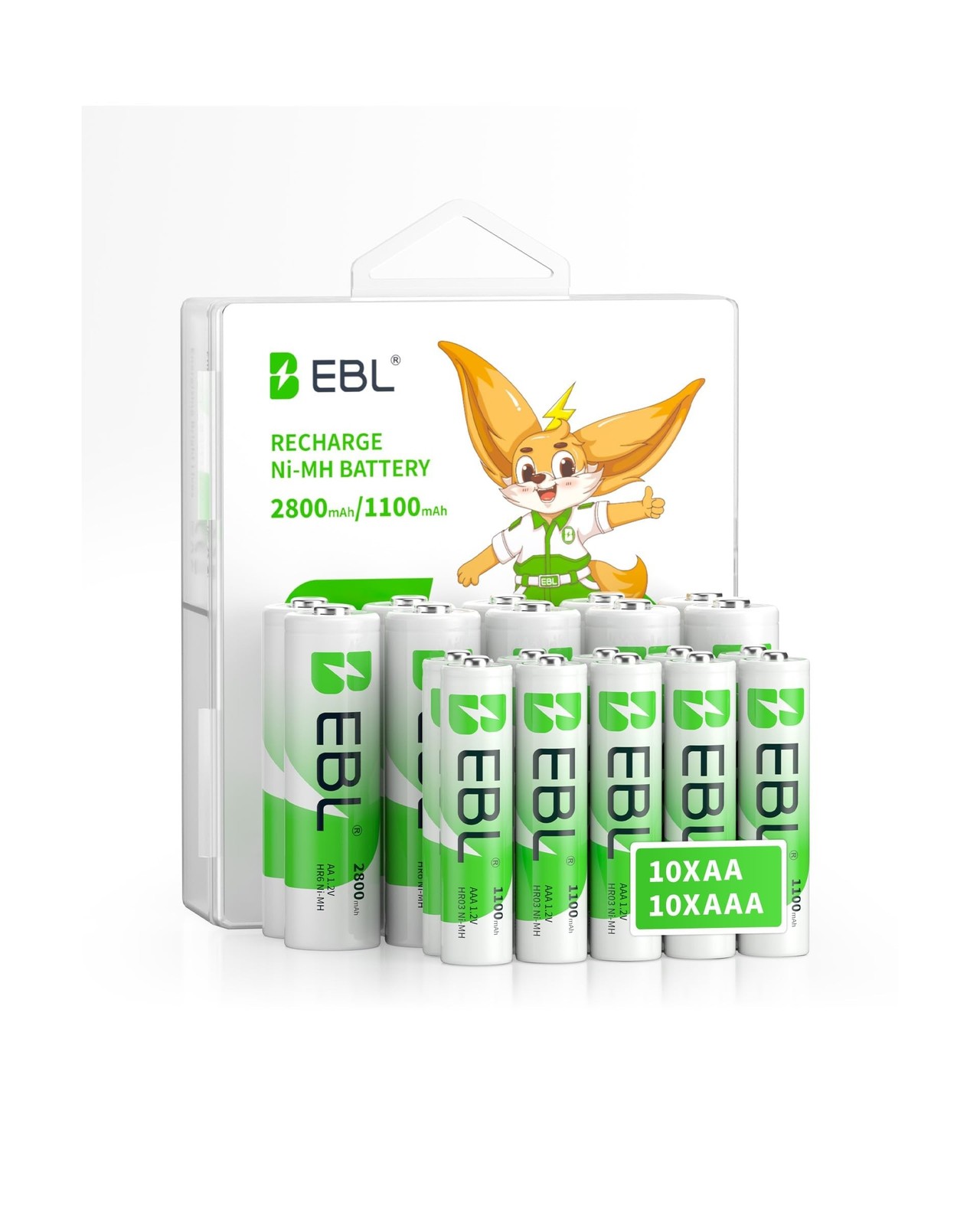 EBL Rechargeable Batteries Combo, AA 2800mAh (10 Pack) and AAA ... FAST USA SHIP