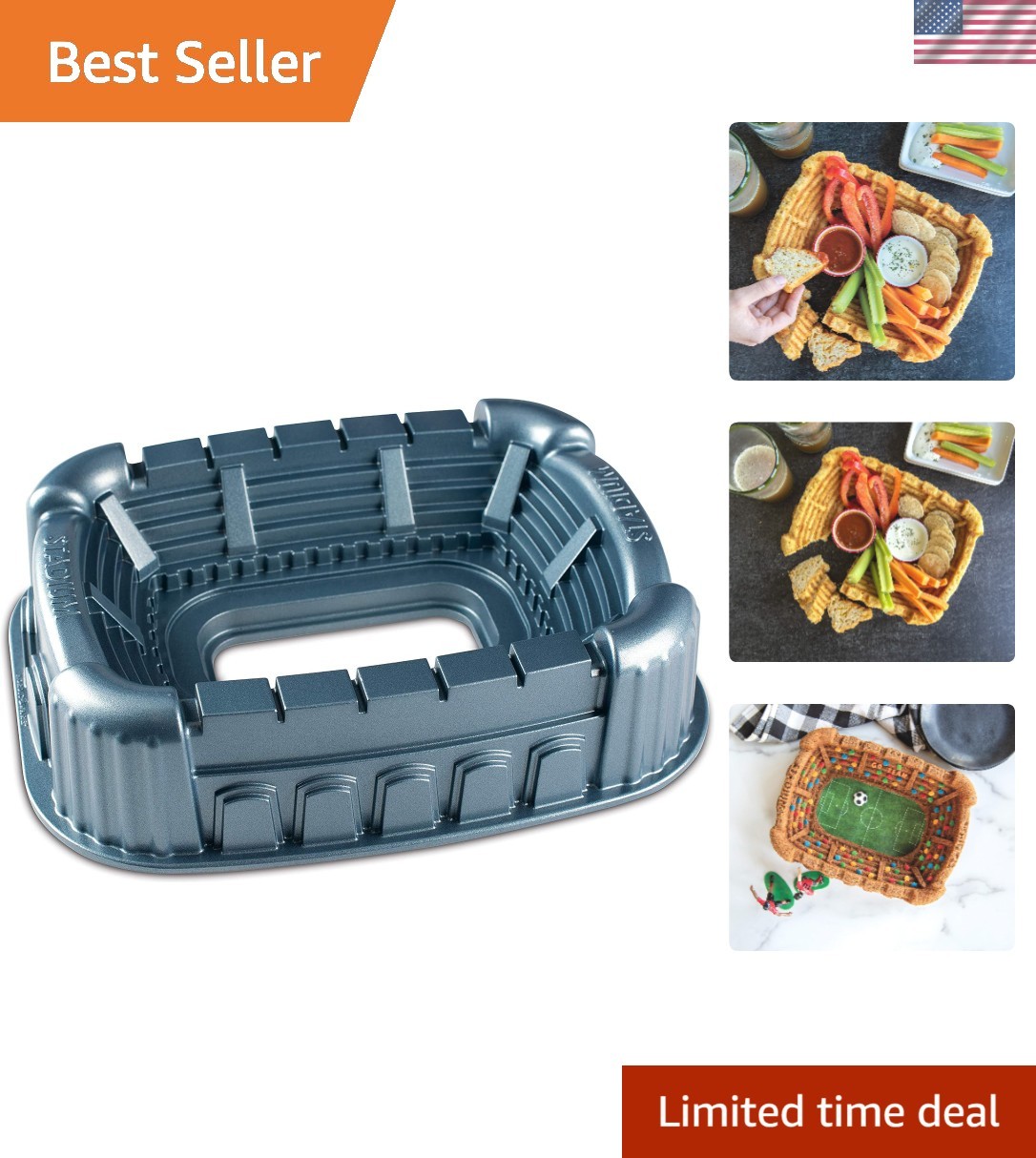 Durable 9-Cup Metallic Blue Cake Pan - American Made for Heirloom Baking