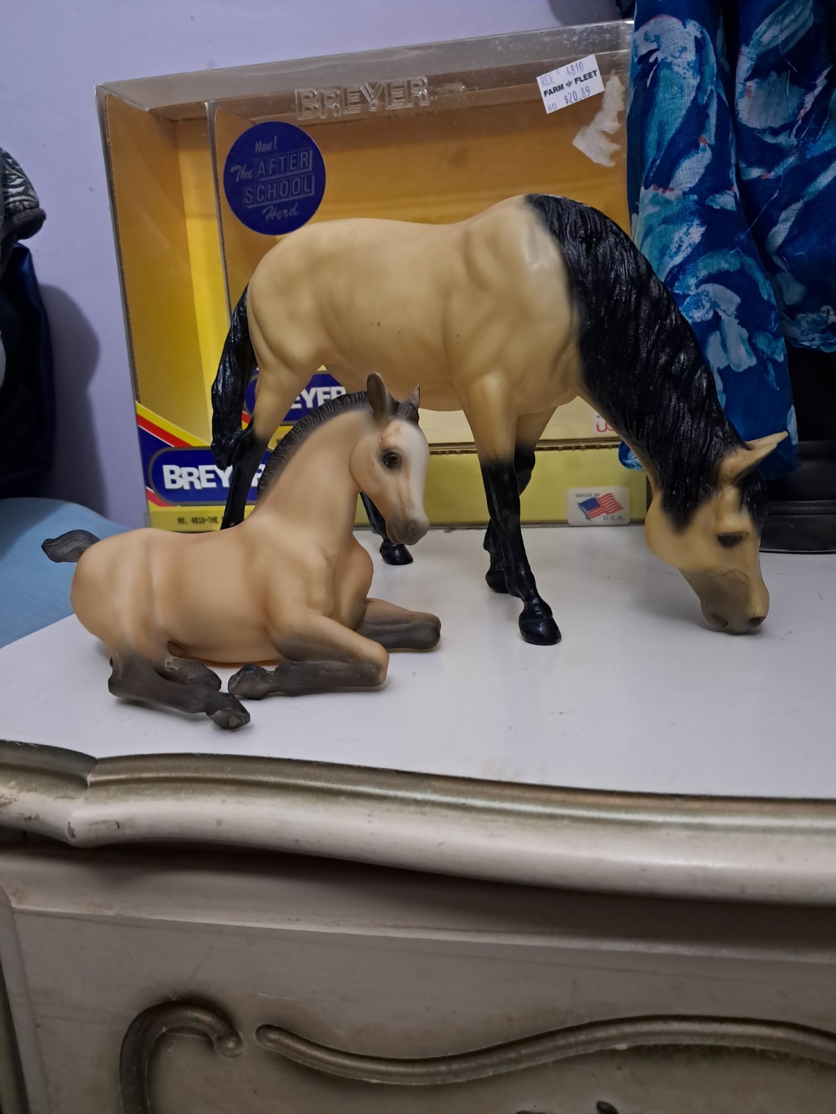 Breyer Horse # 710195 - 1995 Serenity - Buckskin Grazing Mare & Foal Set JCP SR