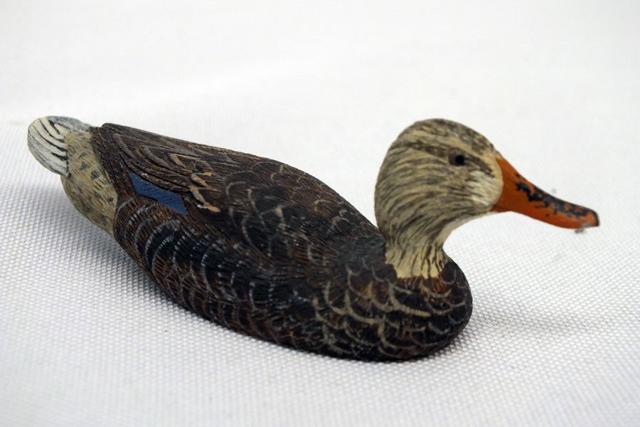 VTG 1970s BILL CALLAHAN Mallard Hen Duck HAND PAINTED PEWTER Miniature Decoy